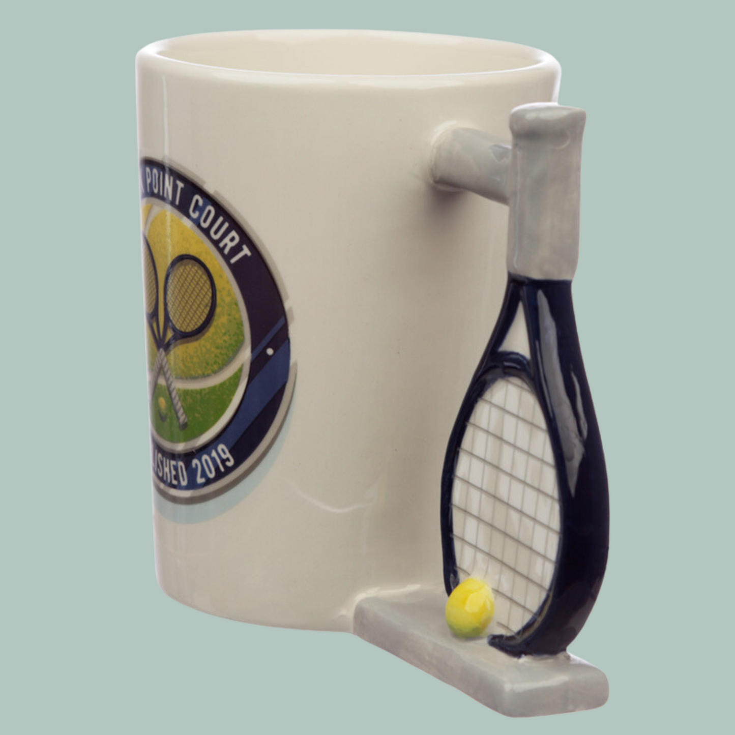 Tennis Mug with Tennis Racquet Handle Tennis Lover Gift Present For Tennis Fan Ideal Christmas Gift Birthday Gift Fun Tennis Memorabilia