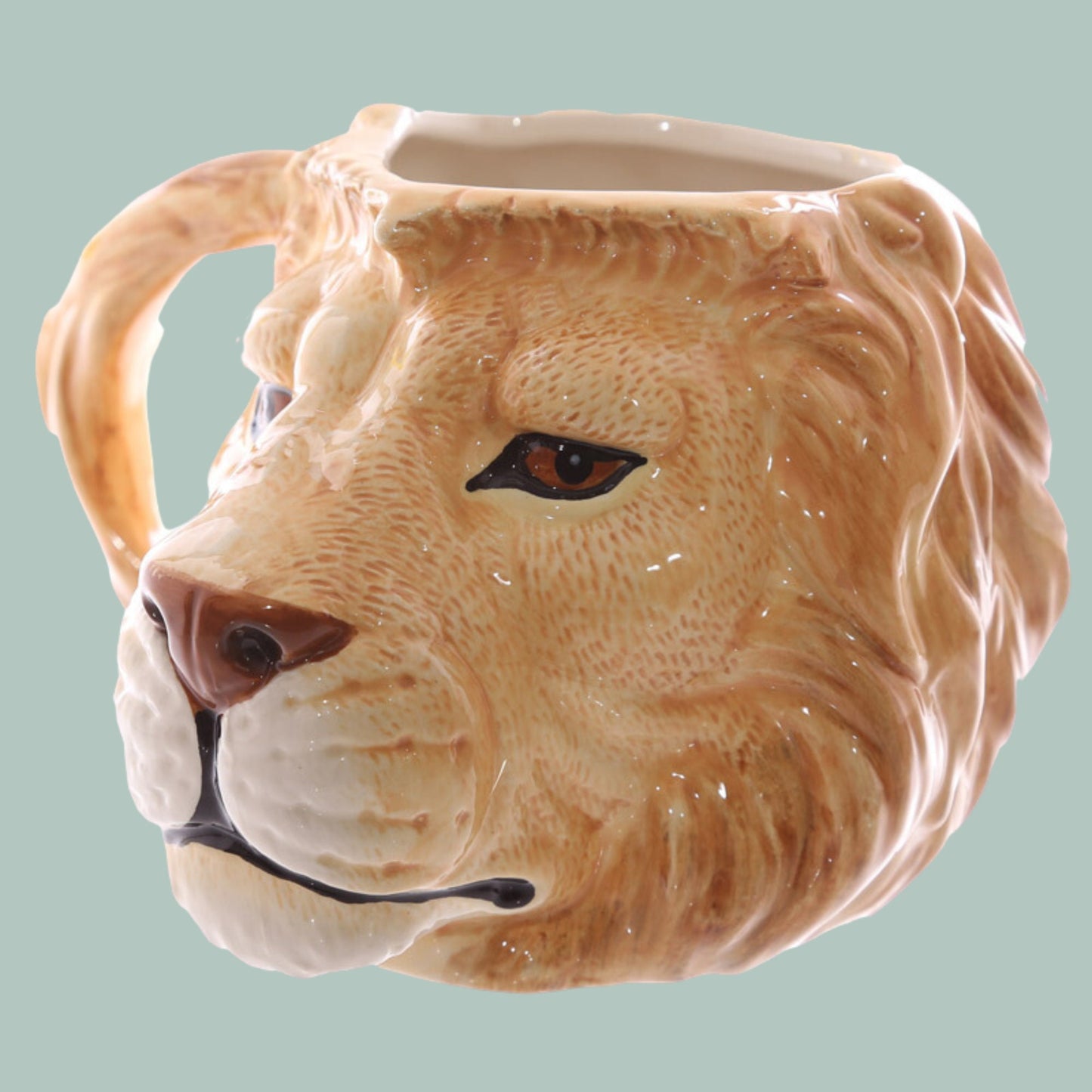 Lion Head Shaped Mug Ceramic Lion Shaped Mug Animal Mug Wildlife Lover Gift Mug Wildlife Present Fun Lion Coffee Cup Beautiful Lion Fun Gift