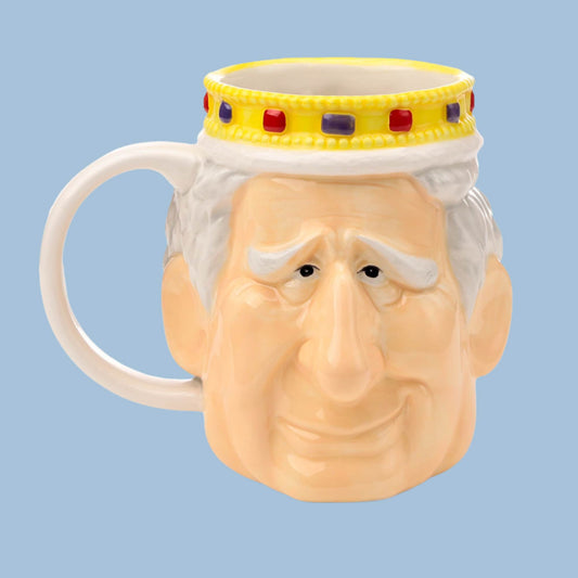 Novelty King Charles Shaped Mug Ceramic Monarch Mug Royal Mug King Gift Mug Royal Family Lover Present Charles Coffee Cup Fun Royal Souvenir