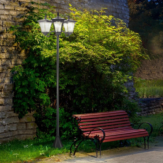 Stainless steel Solar Powered Garden lamp post With 3 LED Lamps, Garden Decor, Garden Lighting