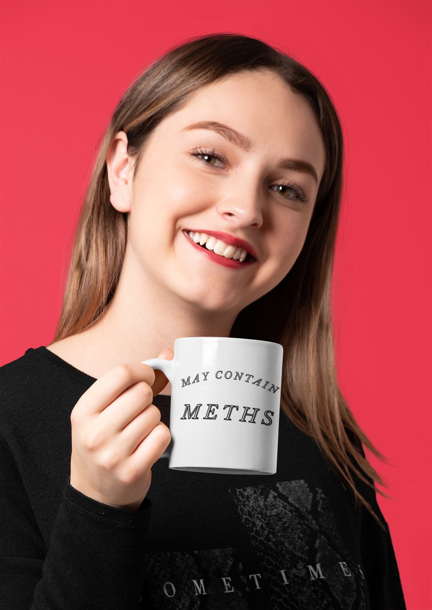 Humorous Premium Quality 11oz Ceramic Coffee Mug With May Contain Meths Written On The Sides | Funny Mug For Office | Amusing Cup For Tea