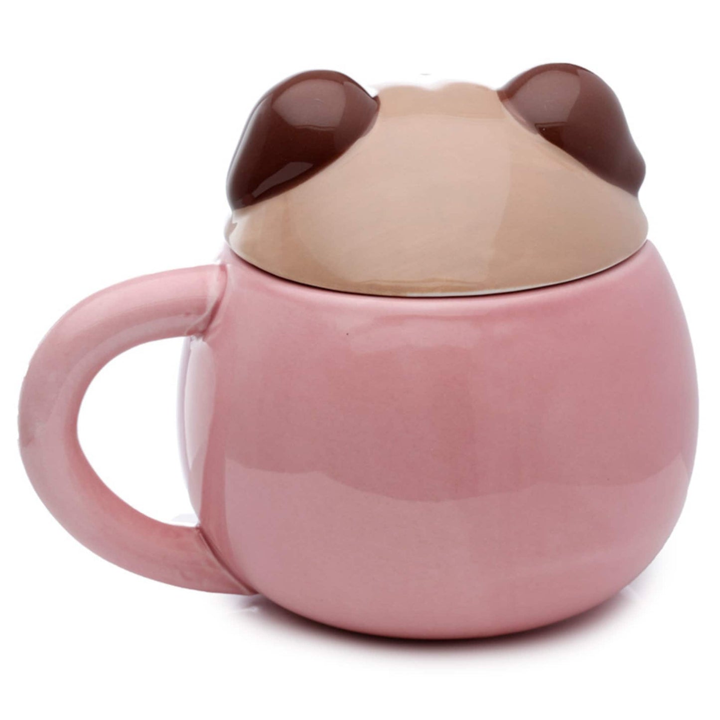 Pug Lidded Mug, Cute Novelty Ceramic Dog Mug, Animal Mug, Dog Lover Gift Mug, Pug Present, Fun Peeping Pug Lidded Mug