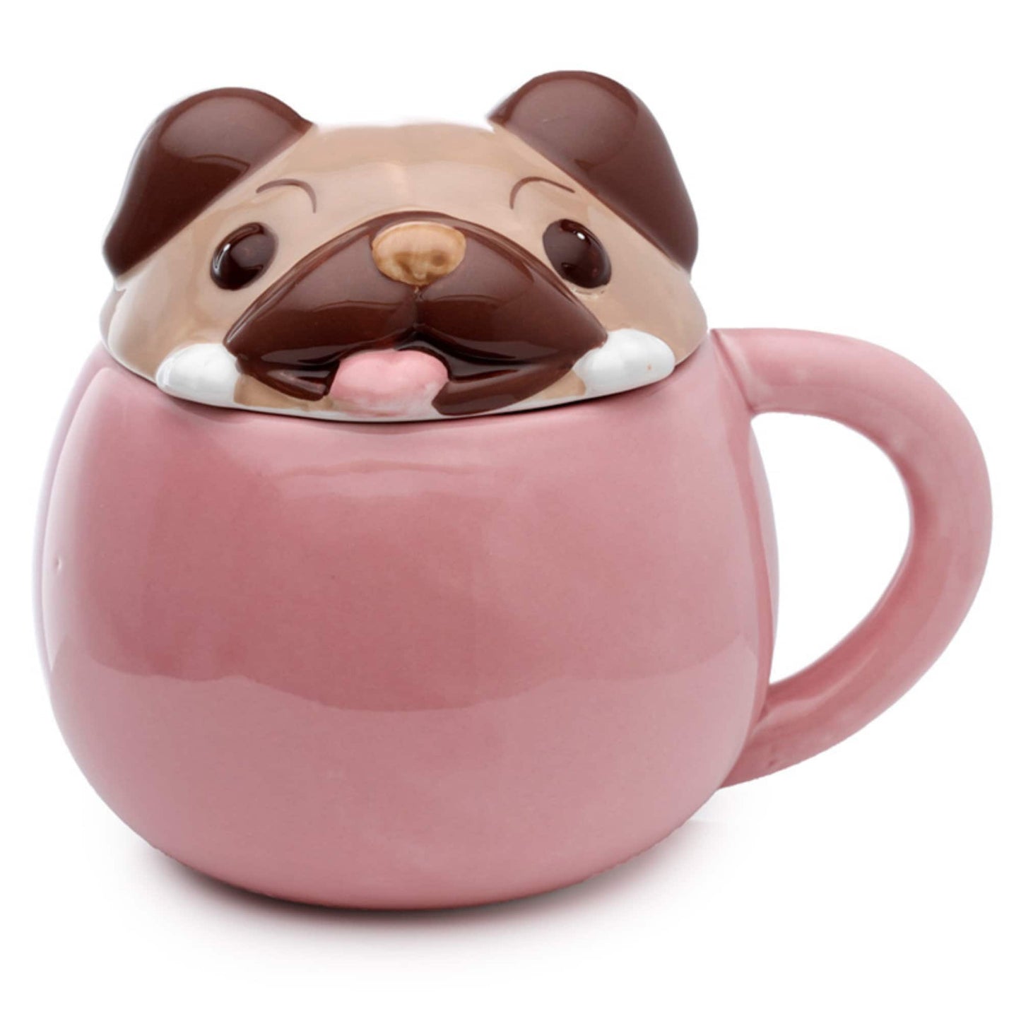 Cute Novelty Pug Lidded Ceramic Mug