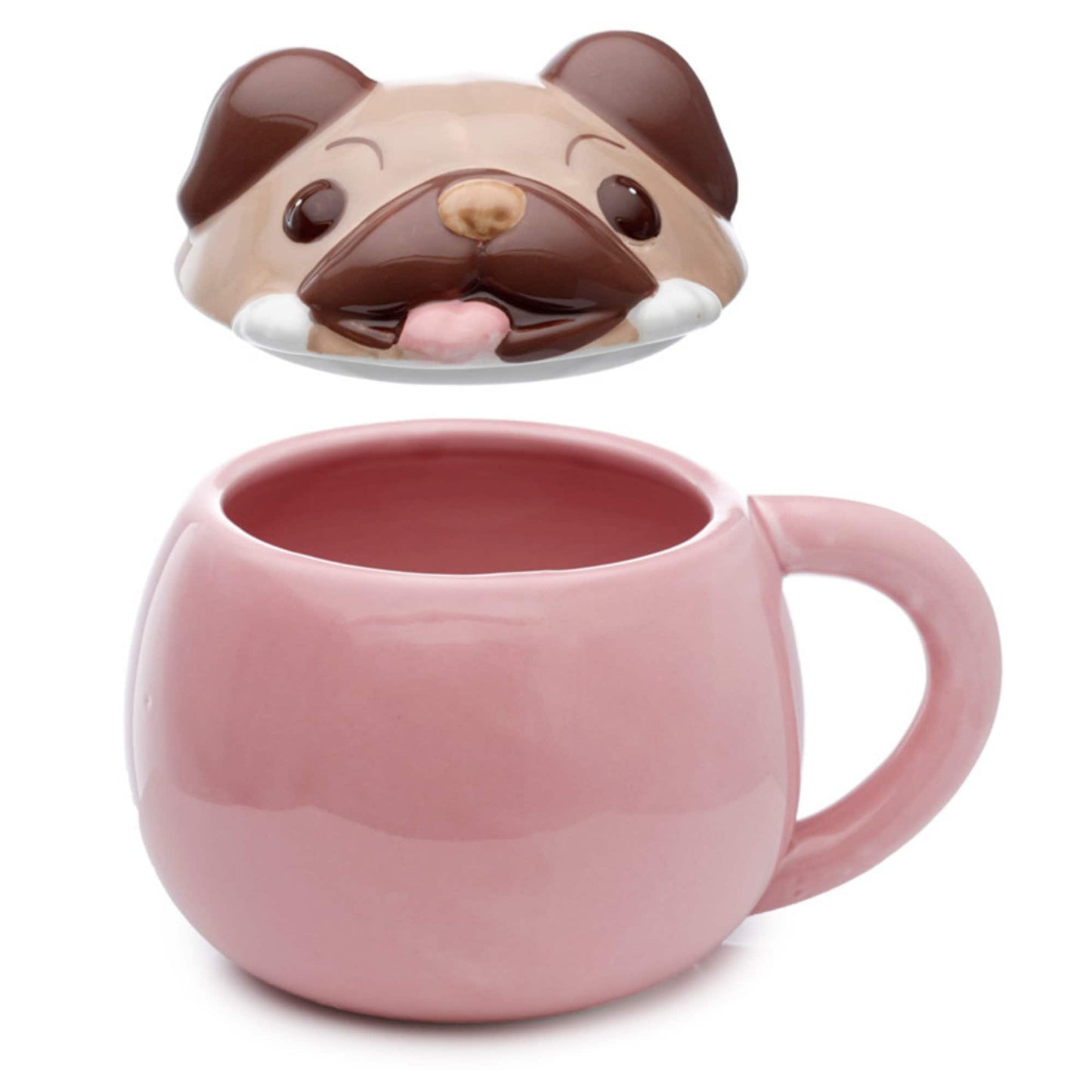 Cute Novelty Pug Lidded Ceramic Mug