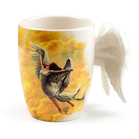 Angel Wings Shaped Handle Mug with Angel Wings Handle, Angel Lover Gift, Present For Christian, Cute Angel cup