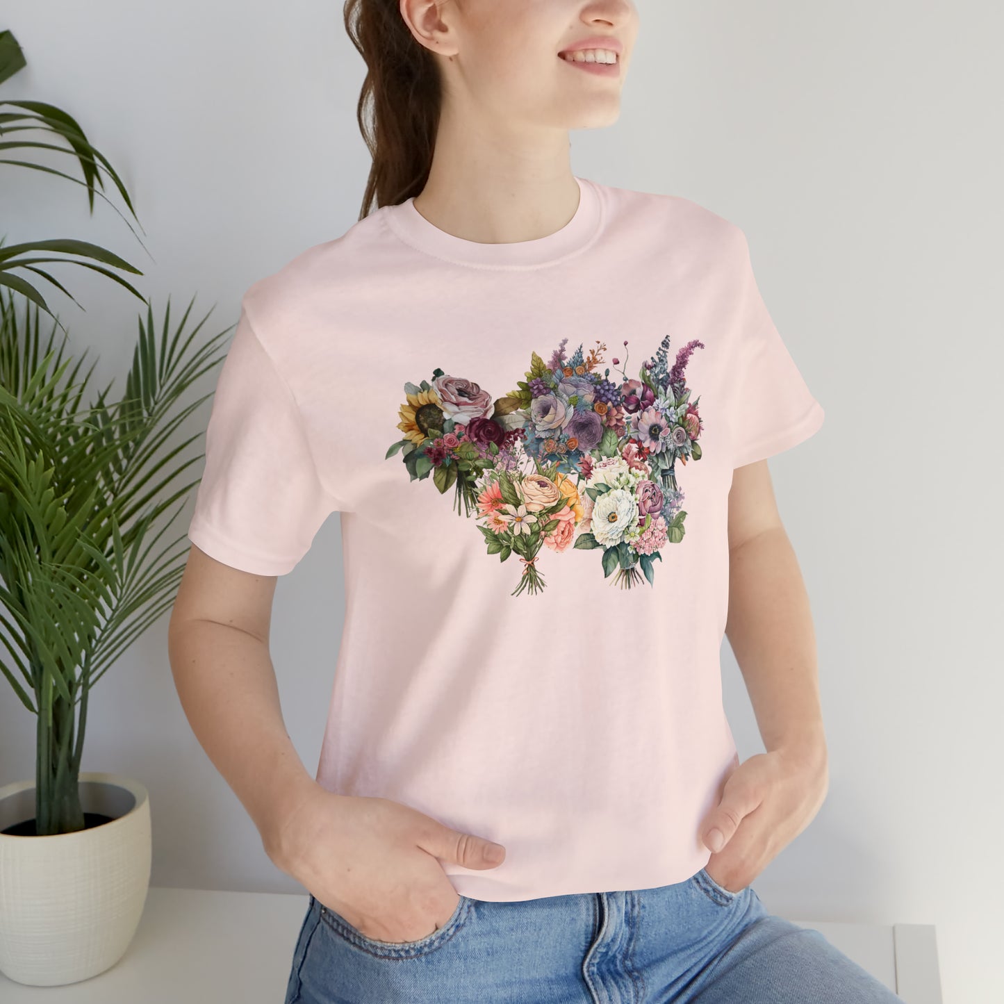Beautiful Bouquets Premium Ladies T Shirt | Cute Feminine Womens Flower Tshirt | Gorgeous Flower Lovers Tee | Soft Comfortable Summer Top