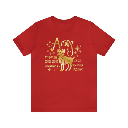 Aries Star Sign Premium Unisex T Shirt | Horoscope Astrology Tshirt | Zodiac Sign Birth Sign Tee | Horoscope Non Binary Top | Soft And Comfy