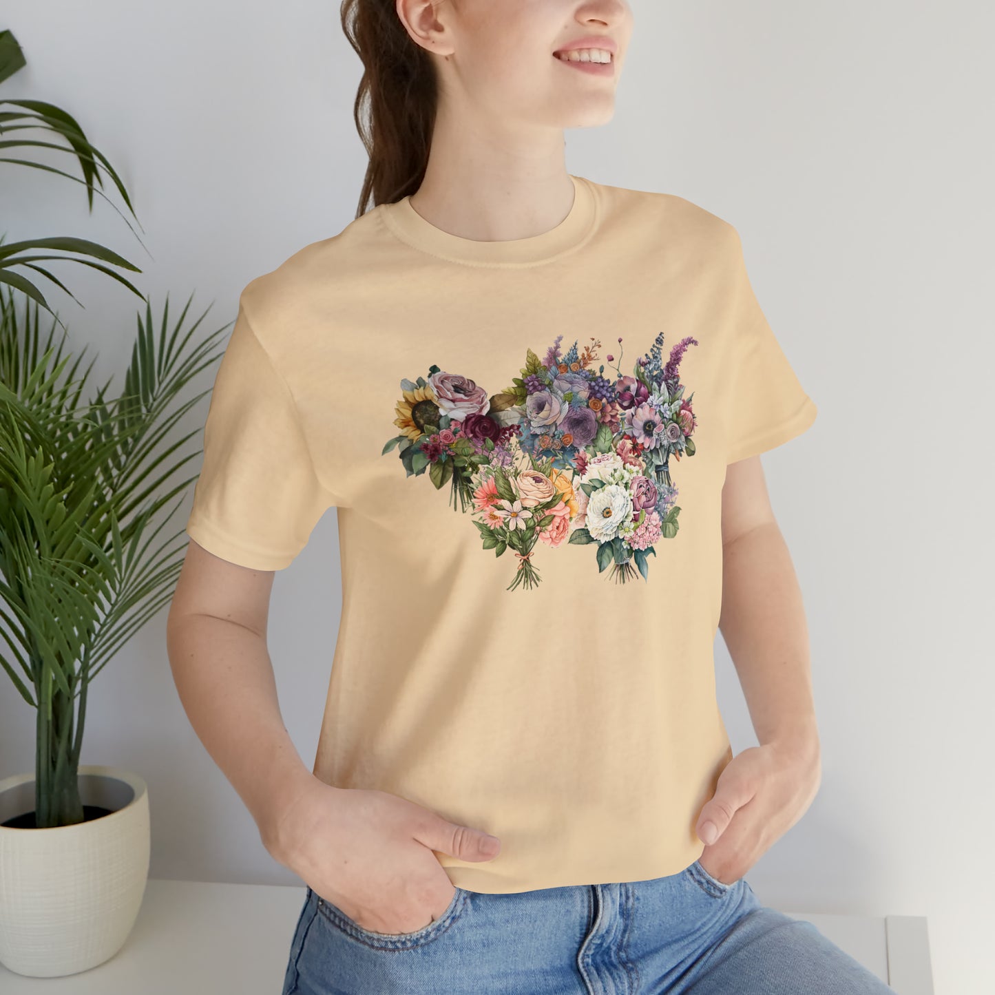 Beautiful Bouquets Premium Ladies T Shirt | Cute Feminine Womens Flower Tshirt | Gorgeous Flower Lovers Tee | Soft Comfortable Summer Top