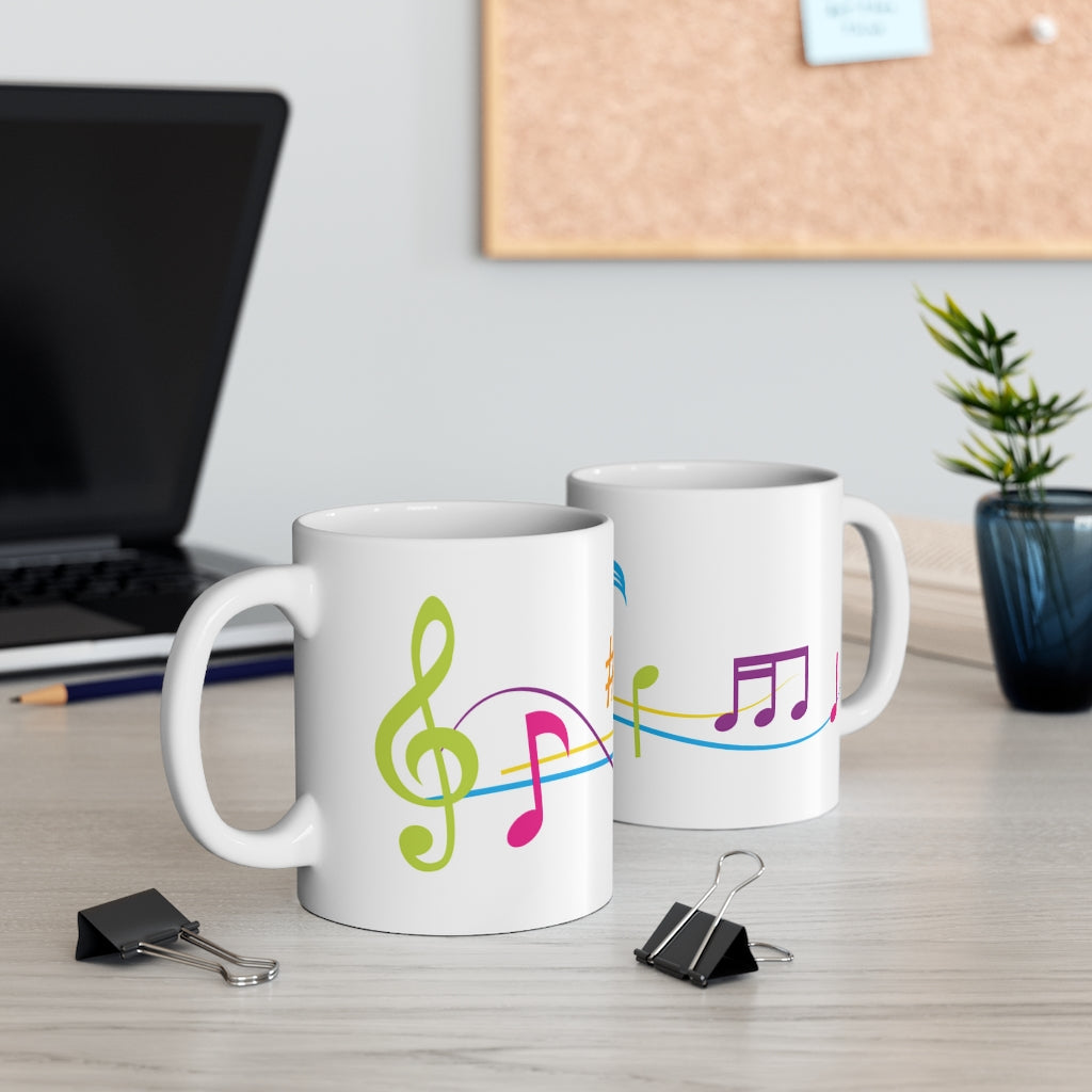 White Musical Notes Ceramic Mug
