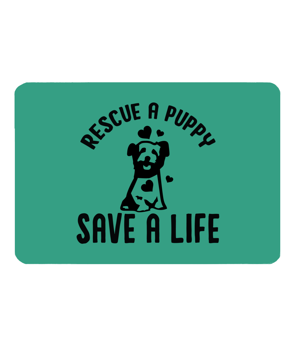 Cute Dog Mat With Lovely Message | Non Slip Pet Food Mat With Easy Clean Surface | Rescue A Puppy Dog Bowl Mat | Doggy Feeding Time | Pets