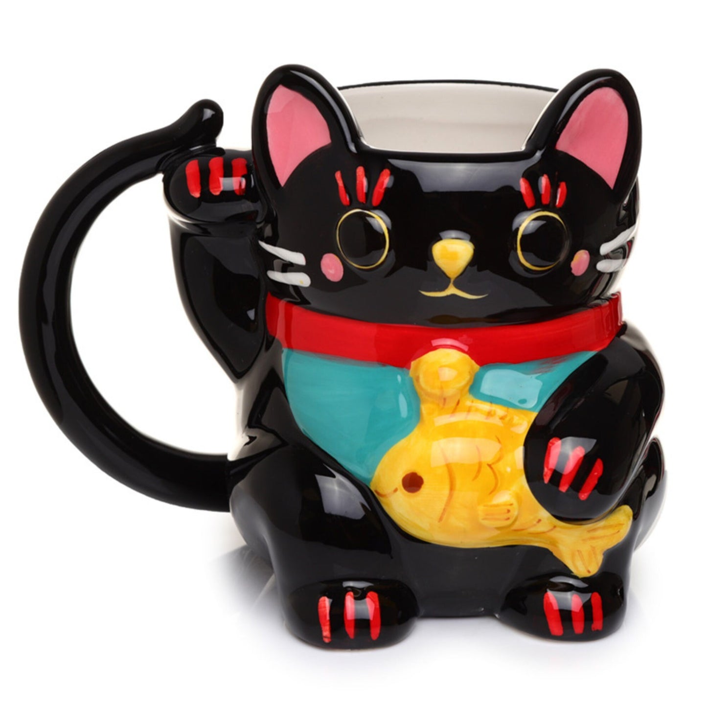 Lucky Cat Shaped Coffee Mug, Ceramic Maneki Neko Lucky Cat Shaped Mug, Present Fun Chinese Gift, Christmas Gift