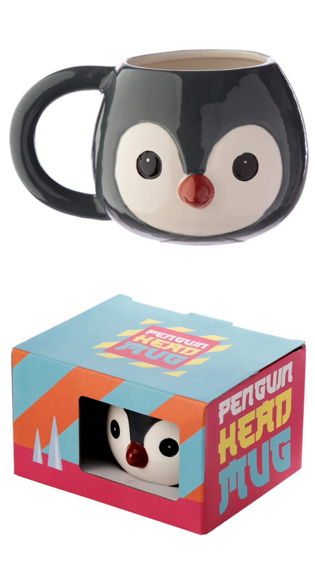 Penguin Face Round Mug, Ceramic Penguin Mug, Wildlife Mug, Penguin Lover Gift Mug, Penguin Lover Present