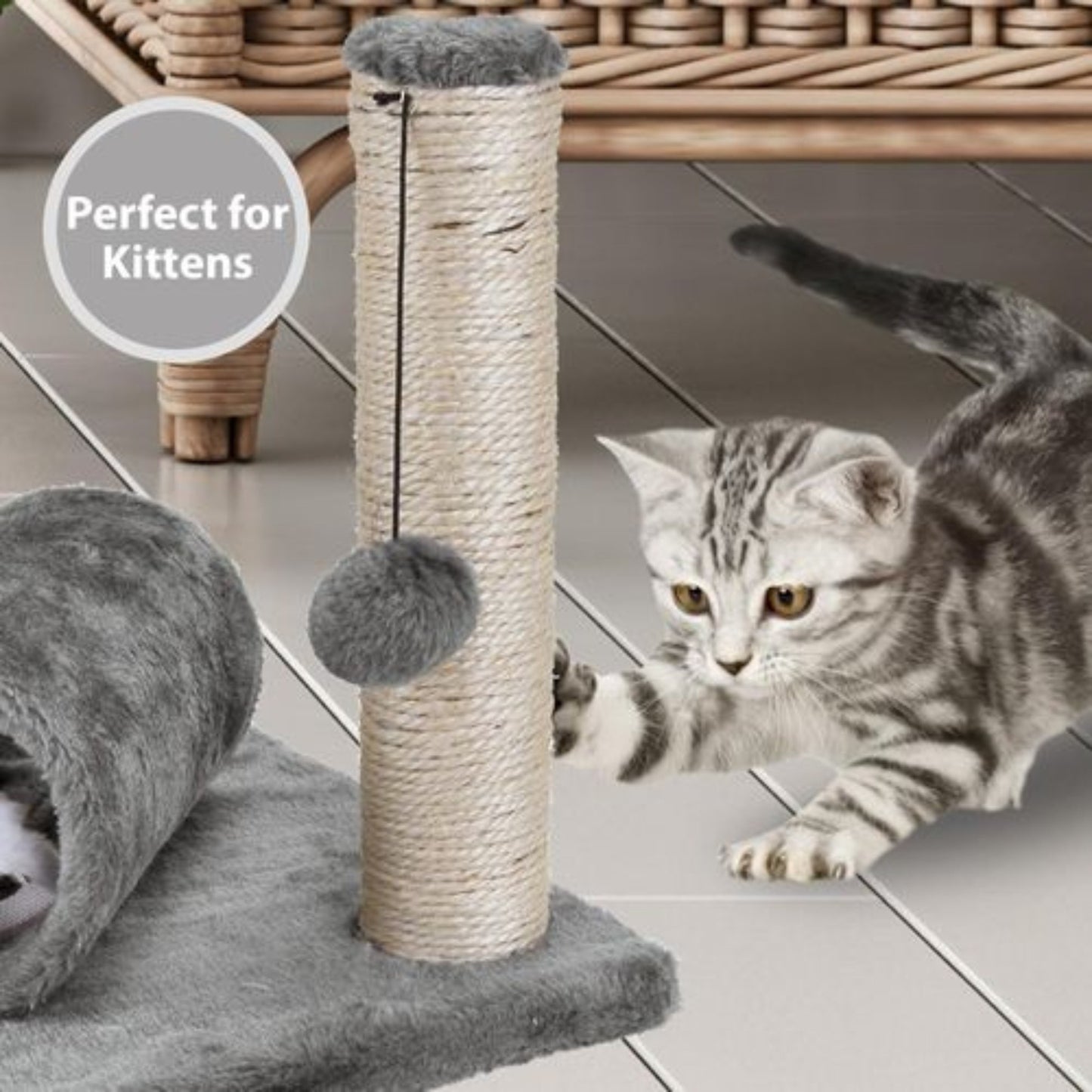 Cat Scratching Post And Tunnel, Pet Cat Play Centre, Cat Present, Pet Cat Gift, Present For Family Pet Cat