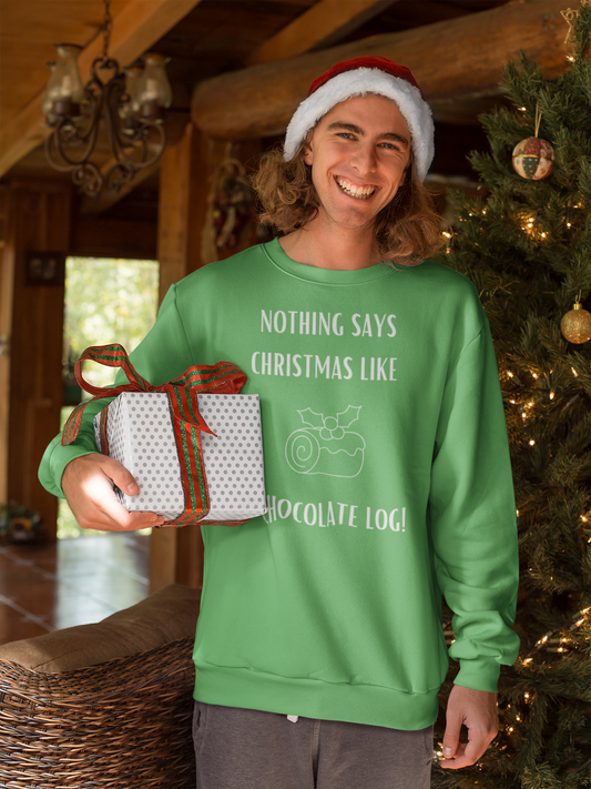 Unisex Christmas Chocolate Log Sweatshirt | Comfortable Snug Warm Xmas Sweater | Minimalist Jumper For The Festive Period | Holiday Season