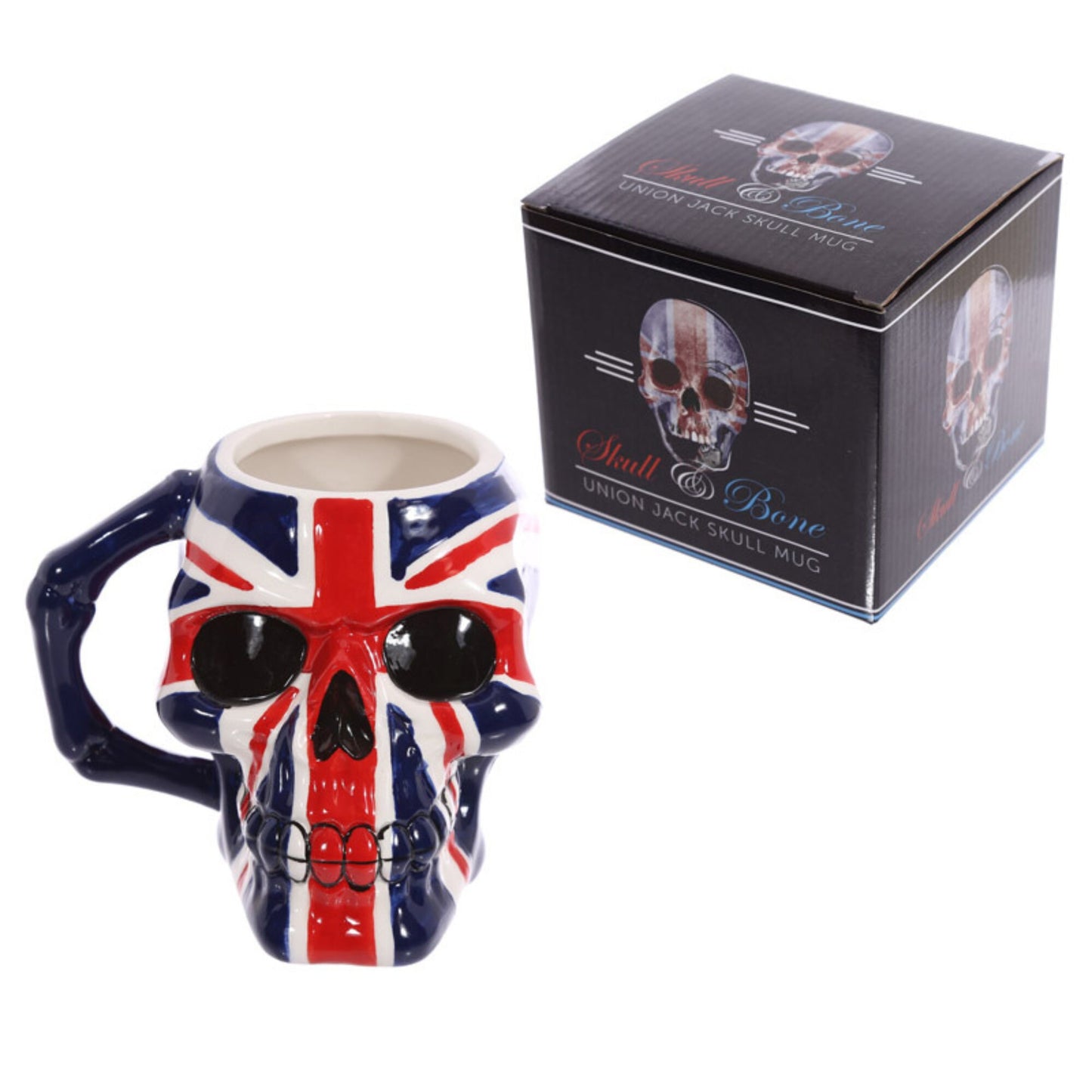 Union Jack Skull Shaped Ceramic Novelty Mug