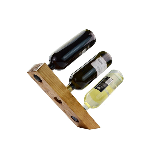 Rustic Wooden Wine Bottle Holder, Magic Floating Wine Rack, Display Wine, Display Dinner Party, 3 Wine Bottle Magic Stand