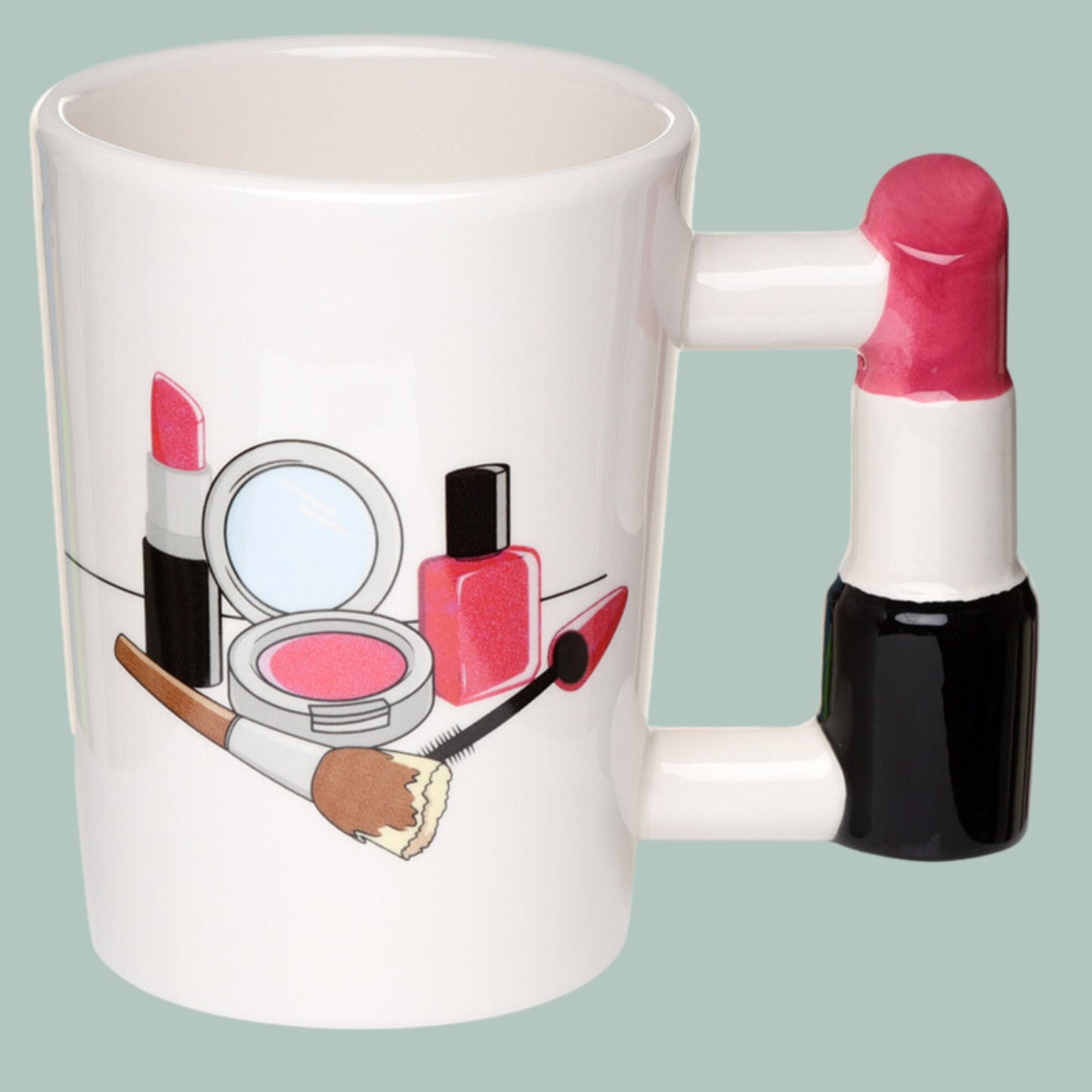 Make Up Mug with Lipstick Handle Make Up Lover Gift Present For Make-Up Artist Ideal Christmas Gift Birthday Gift Cute Makeup Memorabilia