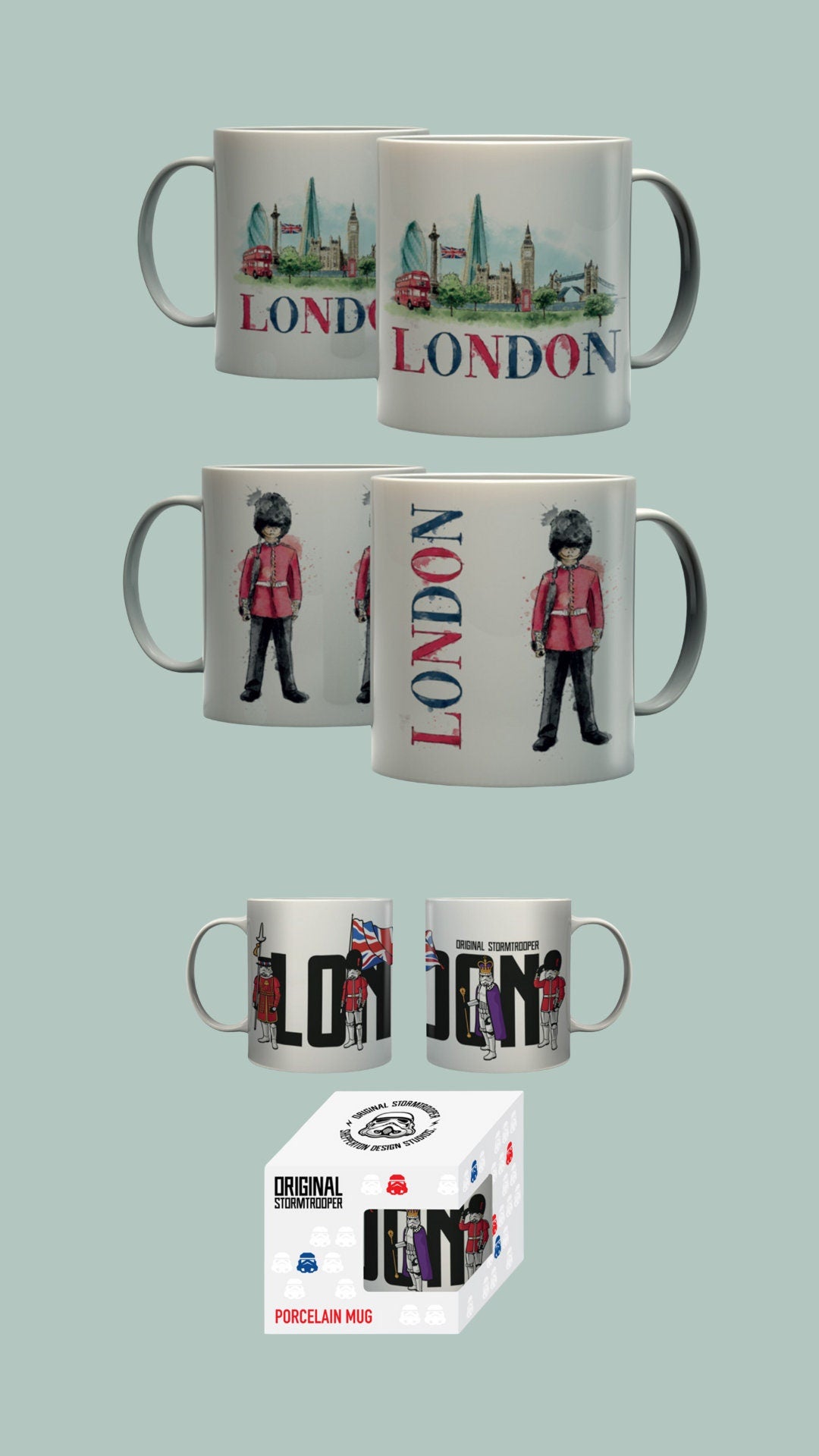 London Themed Porcelain Mug Original Stormtrooper London Mug London Scene Mug Or London Guardsmen Mug London Souvenir London Memorabilia