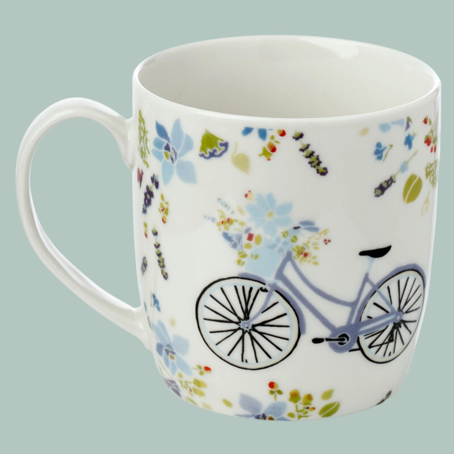 Floral Bicycle Porcelain Mugs Set Julie Dodsworth Beautiful Coffee Mugs Floral Bicycle Design Gift For Bicycle Lover Horticulturist Present