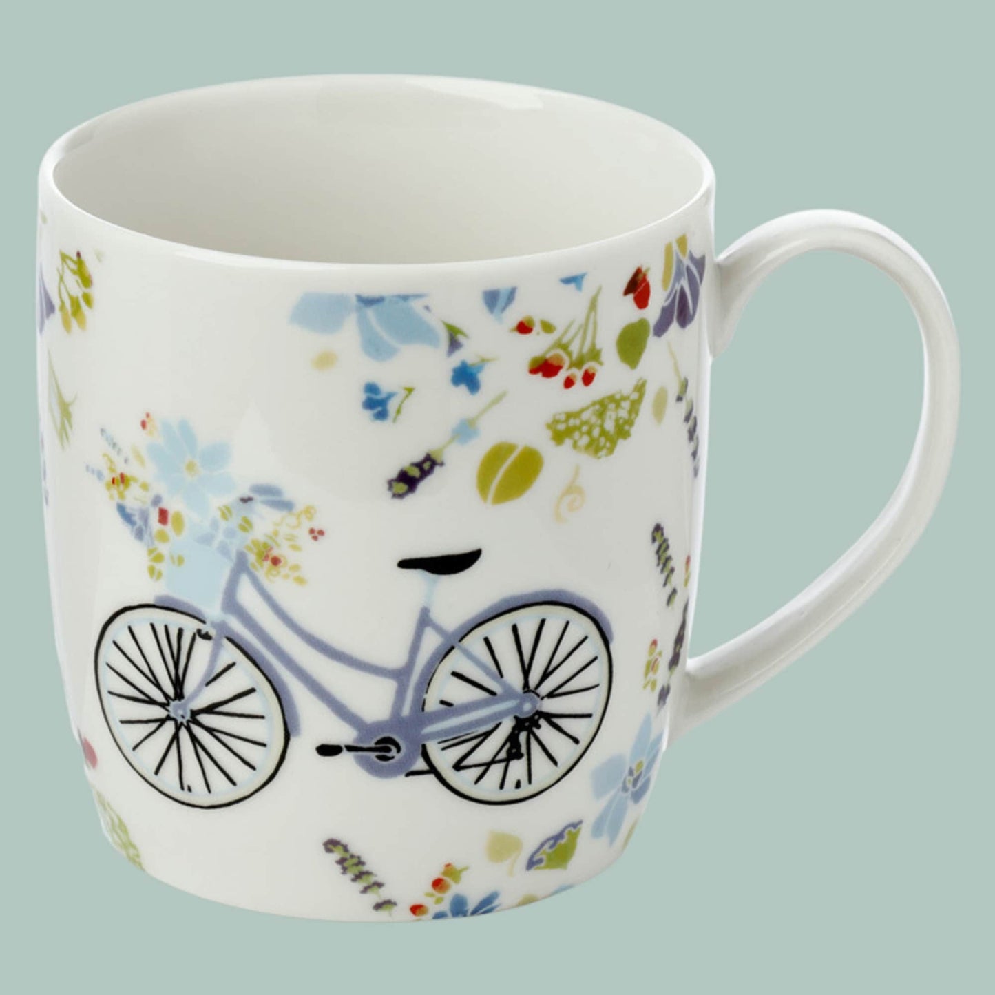 Floral Bicycle Porcelain Mugs Set Julie Dodsworth Beautiful Coffee Mugs Floral Bicycle Design Gift For Bicycle Lover Horticulturist Present