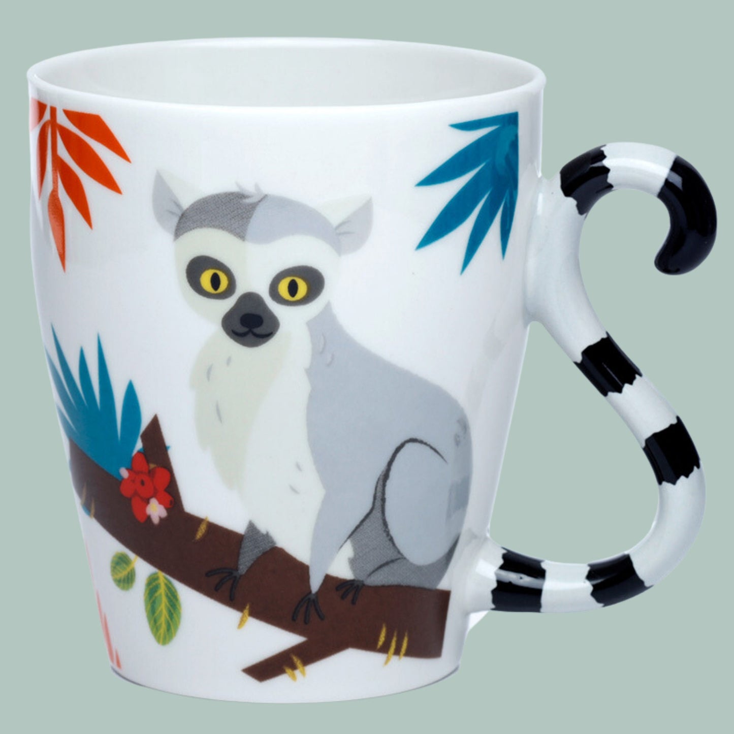 Lemur Tail Shaped Mug Lemur Zooniverse Porcelain Cup Gift Animal Lover Safari Lover Present Lemur Tail Handle Mug Cute Lemur Coffee Mug Fun