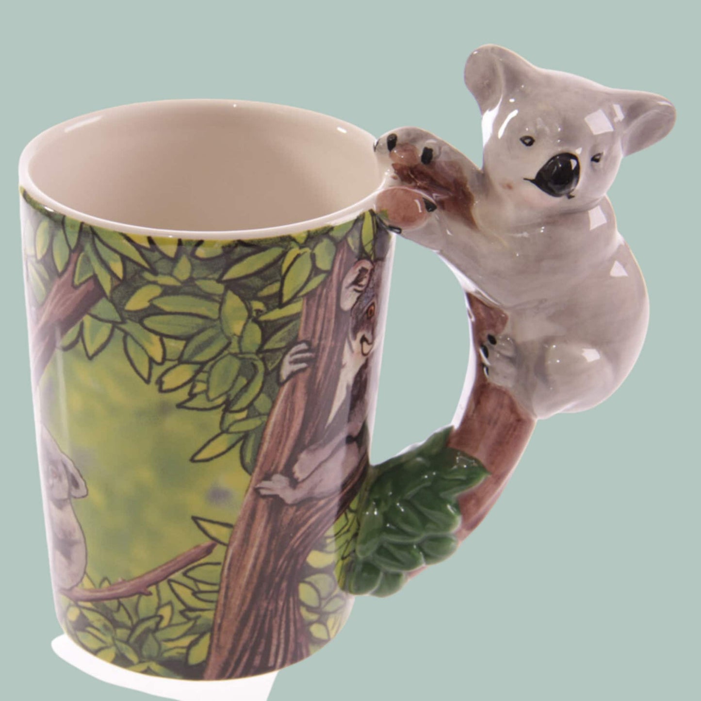 Koala Bear Handle Printed Mug with Koala Handle Nature Lover Gift Present For Koala Lover Cute Mug Ideal Christmas Present Birthday Gift Fun