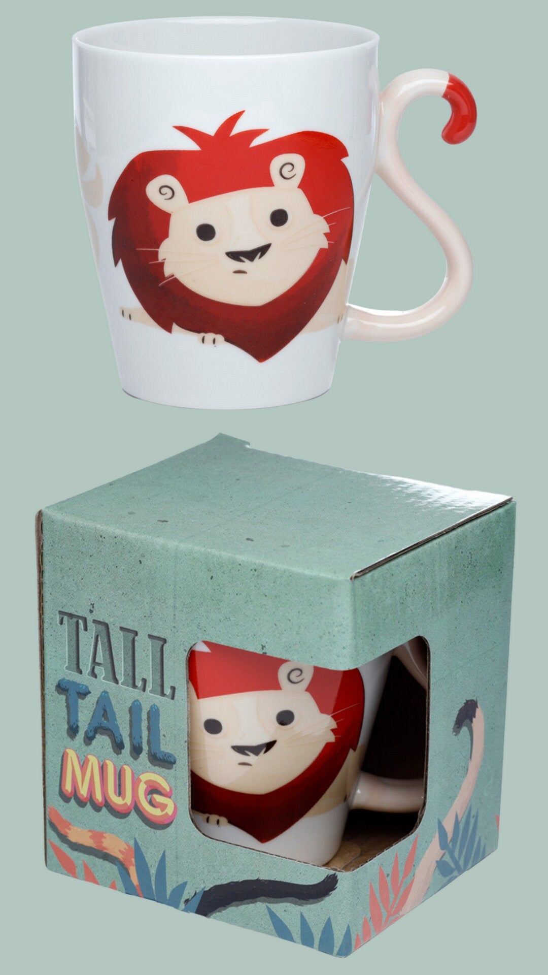 Lion Tail Shaped Mug Porcelain Lion Zooniverse Cup Gift For Animal Lover Safari Lover Present Lion Tail Handle Mug Cute Lion Coffee Mug Cat