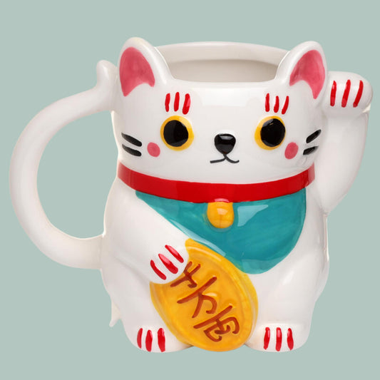 Lucky Cat Shaped Coffee Mug Ceramic Maneki Neko Lucky Cat Shaped Mug Present Fun Chinese Gift Christmas Gift Cute Chinese New Year Souvenir