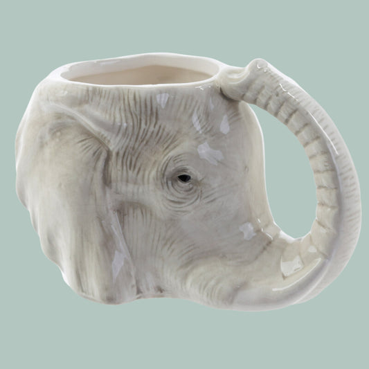 Elephant Head Shaped Mug Ceramic Elephant Shaped Mug Animal Mug Wildlife Lover Gift Mug Wildlife Present Fun Elephant Coffee Cup Fun Gift