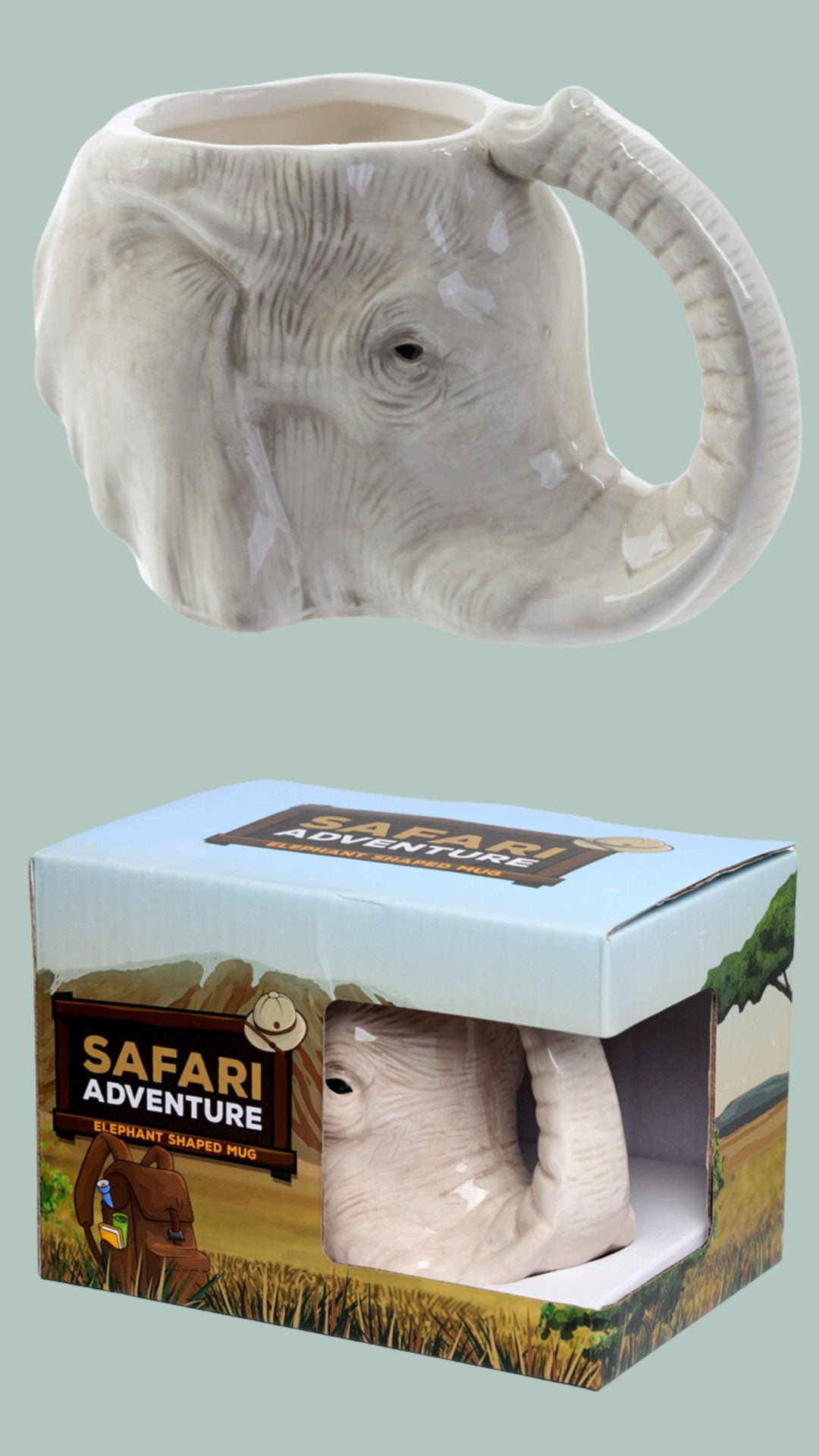 Elephant Head Shaped Mug Ceramic Elephant Shaped Mug Animal Mug Wildlife Lover Gift Mug Wildlife Present Fun Elephant Coffee Cup Fun Gift