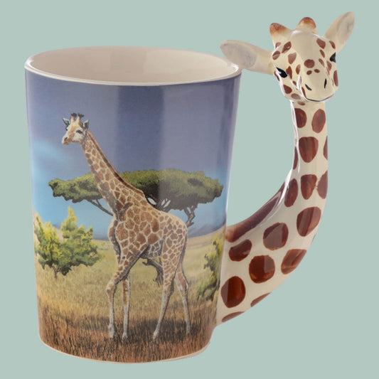 Giraffe Shaped Handle Mug with Giraffe Handle Nature Lover Gift Present For Giraffe Lover Cute Wildlife Mug Ideal Christmas Present Safari