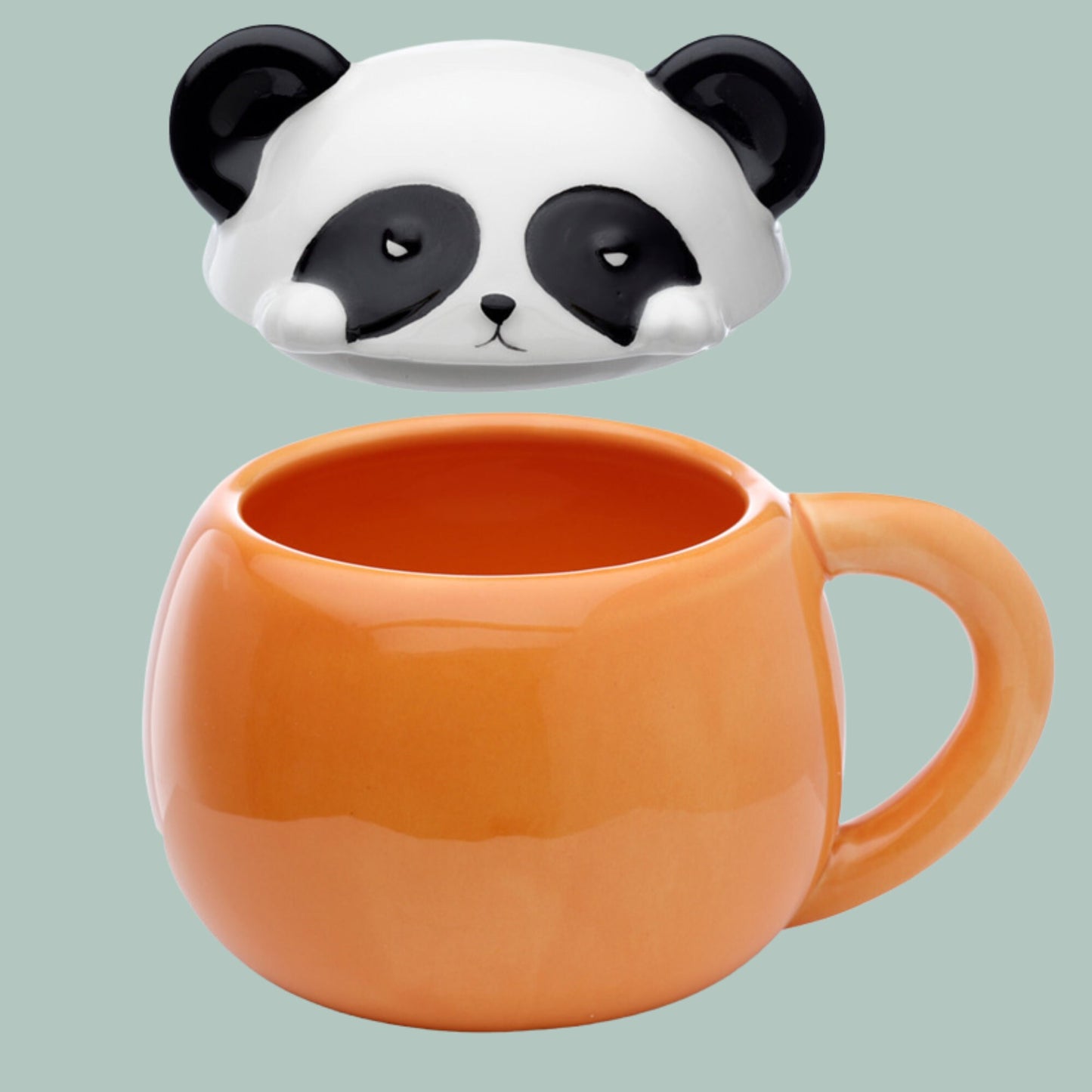 Cute Panda Lidded Mug Ceramic Lidded Panda Mug Animal Mug Panda Lover Gift Mug Nature Present Fun Peeping Panda Coffee Cup Cute Special Gift