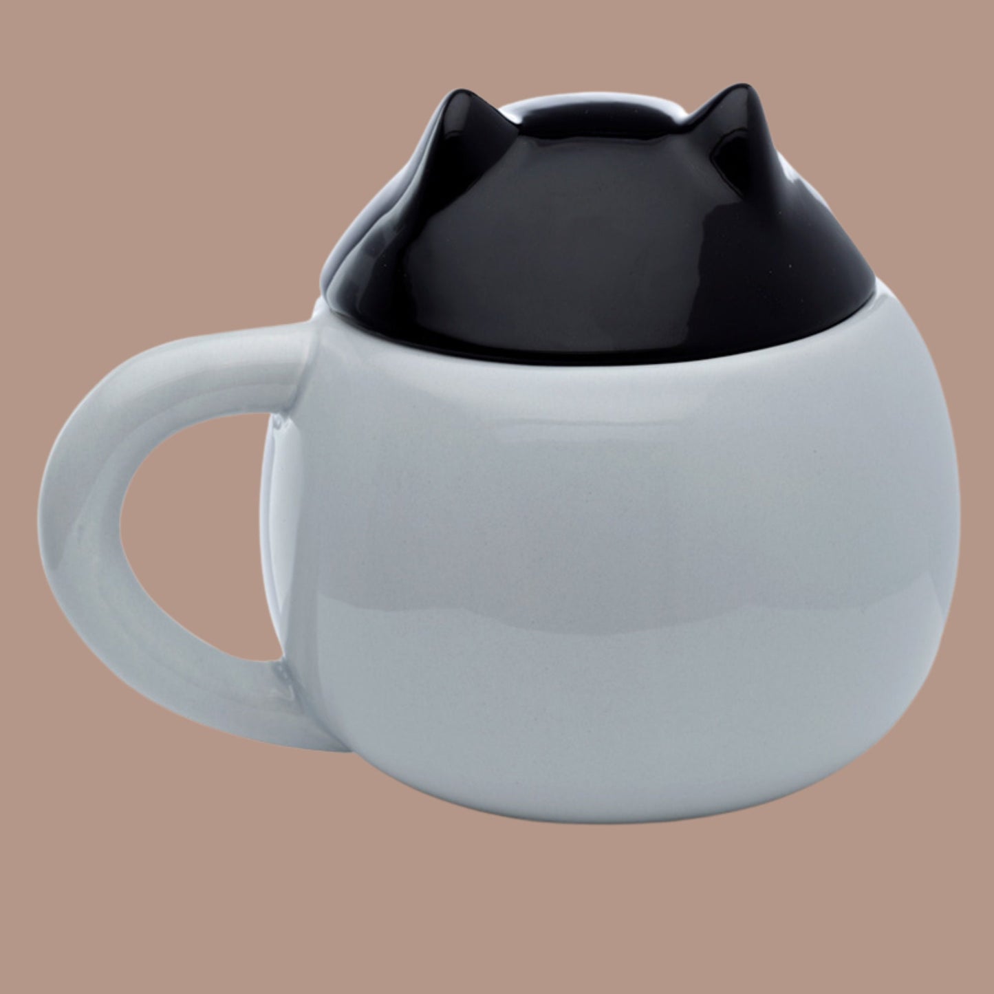 Cute Cat Lidded Mug Ceramic Lidded Cat Mug Animal Mug Feline Lover Gift Mug Family Pet Present Fun Peeping Cat Coffee Cup Fun Cat Present