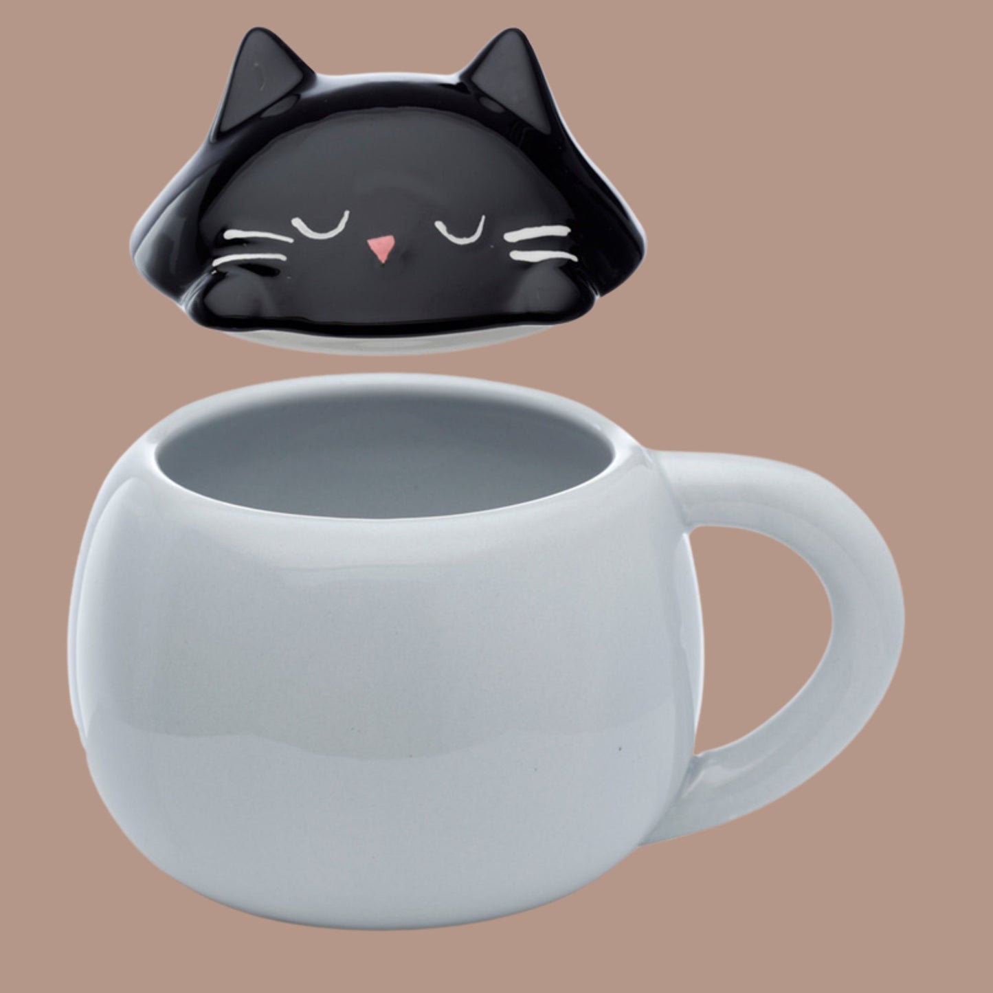 Cute Cat Lidded Mug Ceramic Lidded Cat Mug Animal Mug Feline Lover Gift Mug Family Pet Present Fun Peeping Cat Coffee Cup Fun Cat Present