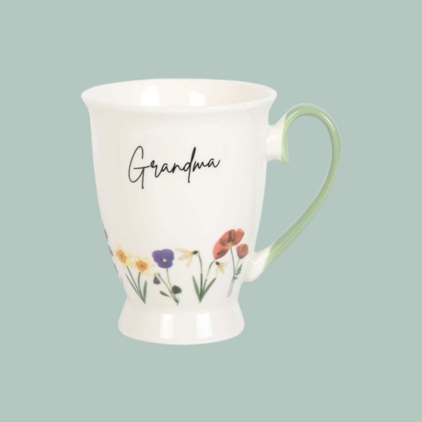 Grandma Wildflower Pedestal Mug Special Grandma Mug Hot Beverage Cup Present For Gran Hot Chocolate Tea Coffee Lovely Gift From Grandchild