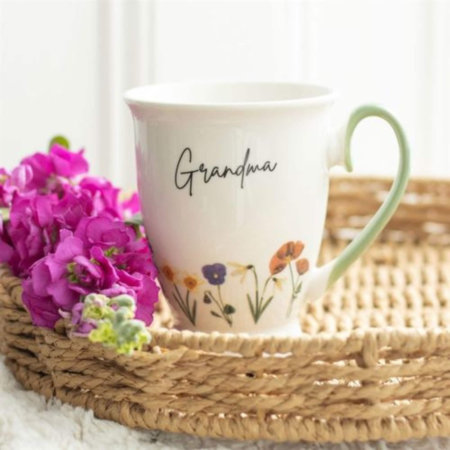 Grandma Wildflower Pedestal Mug Special Grandma Mug Hot Beverage Cup Present For Gran Hot Chocolate Tea Coffee Lovely Gift From Grandchild