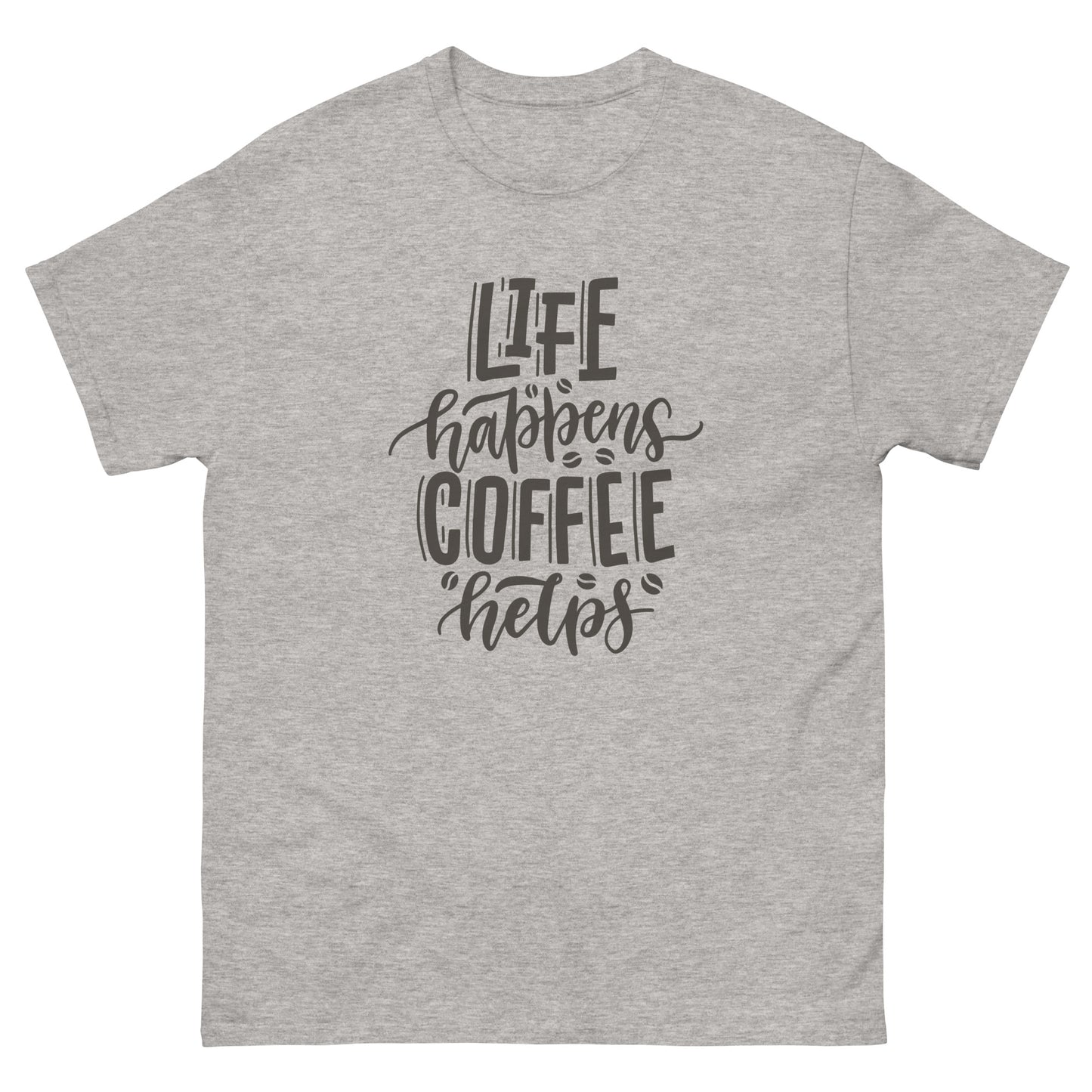 Mens short sleeve classic tee 'Life Happens Coffee Helps'