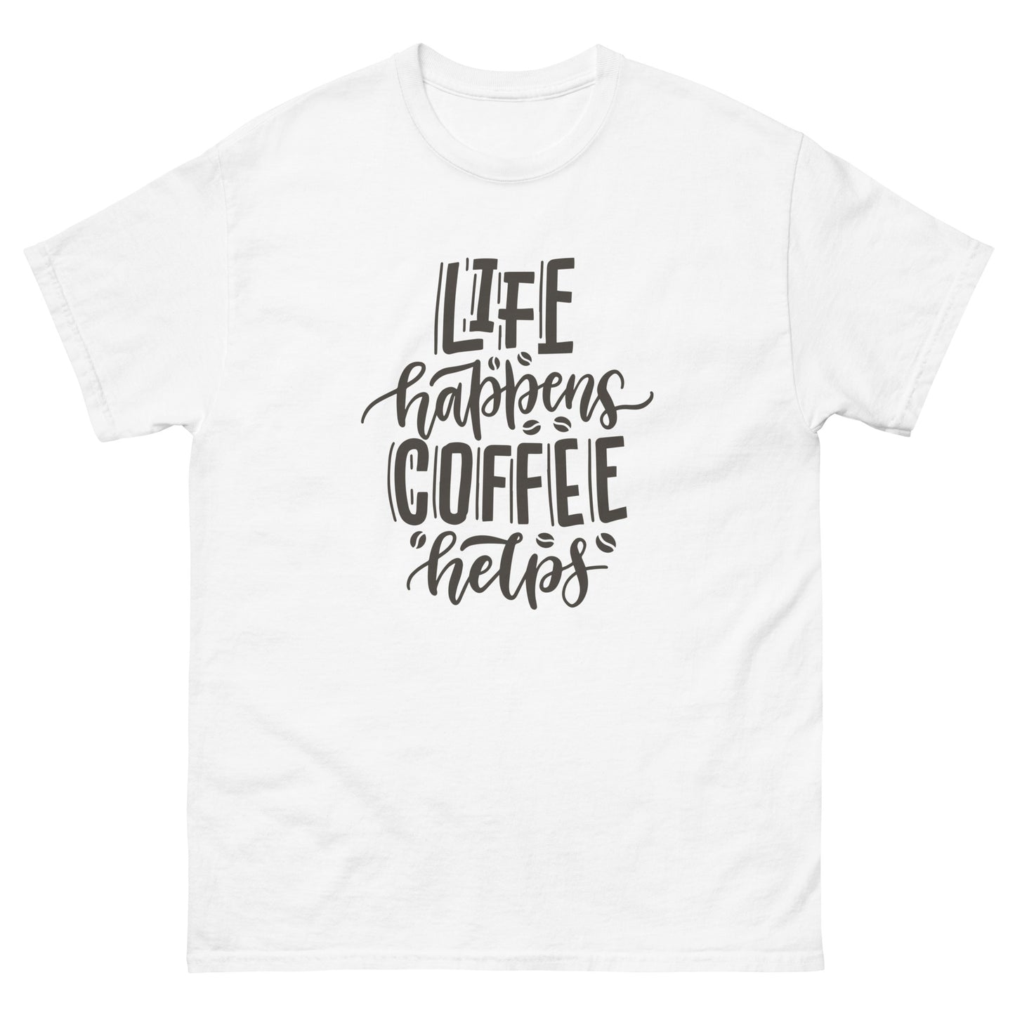 Mens short sleeve classic tee 'Life Happens Coffee Helps'