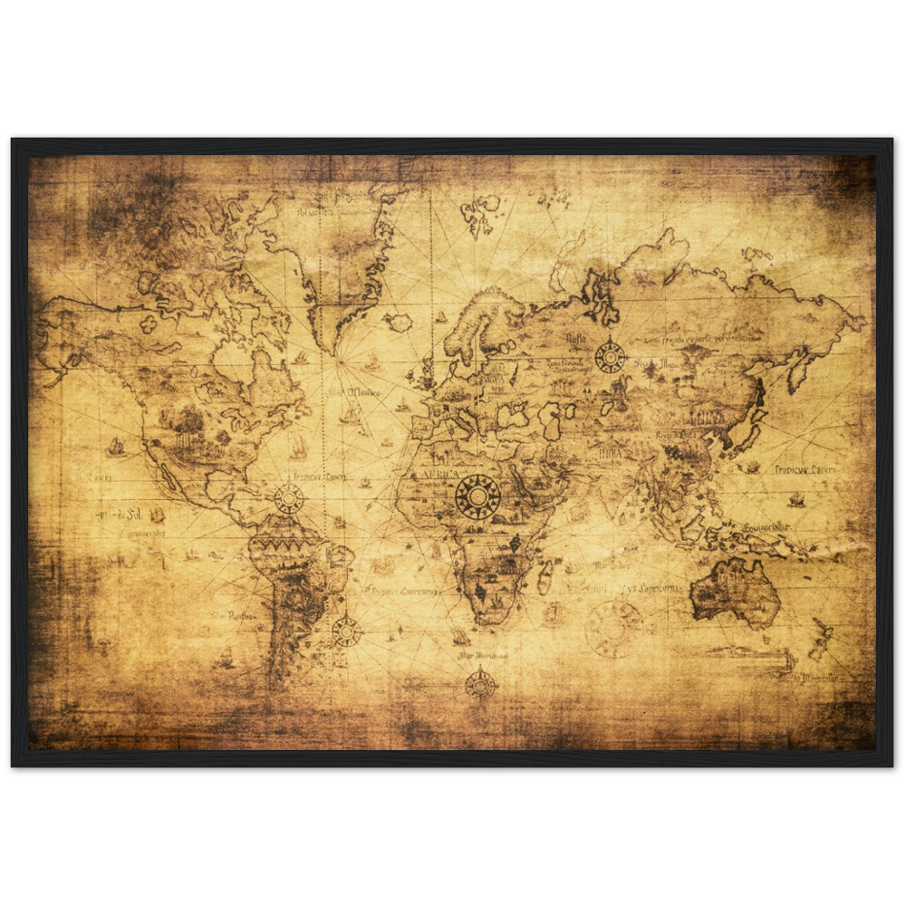 World Map wood Framed Poster Using Museum-Quality Matte Paper