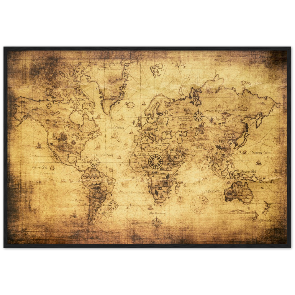 World Map wood Framed Poster Using Museum-Quality Matte Paper