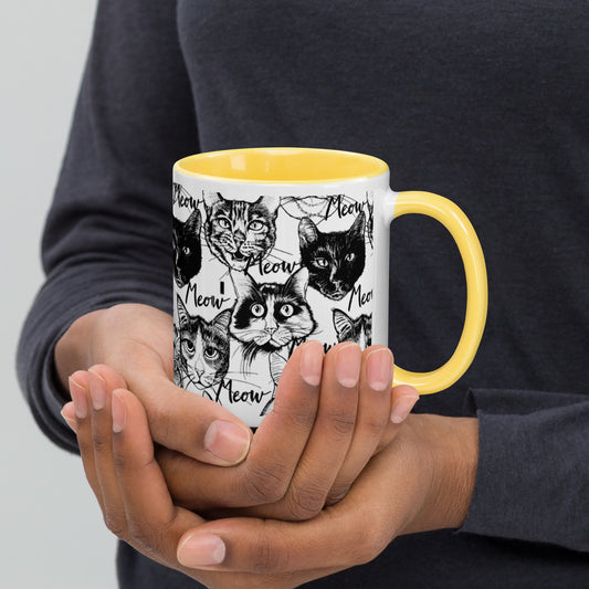 Mug with Cat Pattern And A Choice of Colour Inside